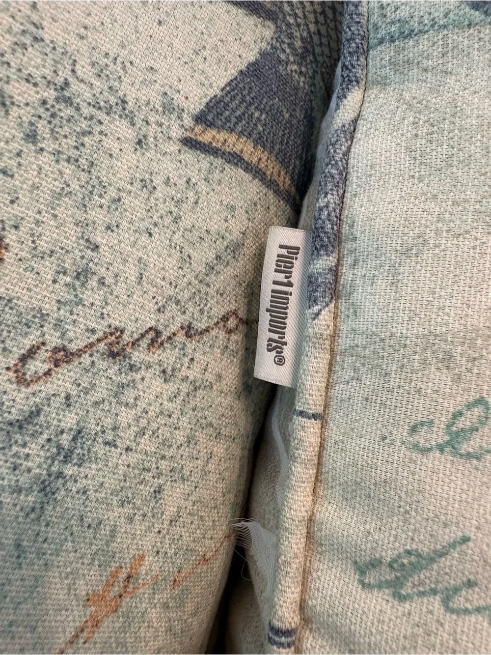 Pier 1 Coastal Fish Accent Pillow Pair in Light Blue and Cream